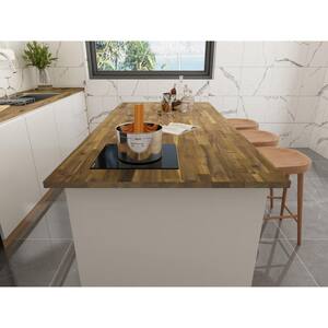 8 ft. L x 25.5 in. D, Acacia Butcher Block Standard Countertop in Brown with Square Edge