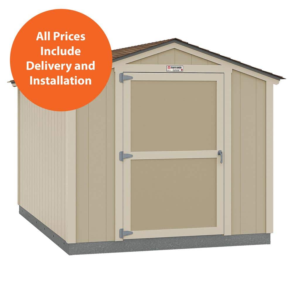 Tuff Shed Tahoe Series Cascade Installed Storage Shed 8 ft. x12 ft. x 7 ft. 10 in. Unpainted (96 sq. ft.) 6 ft. High Sidewall, Beige -  8x12 SR E1 NP