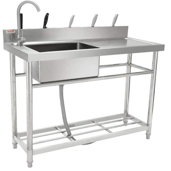 39.4 in. Freestanding Stainless Steel Commercial Kitchen Sink Utility Sink for Garage, Restaurant, Laundry