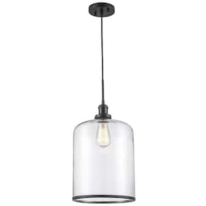 Dorina 1-Light Black Mason Jar Hanging Pendant Light Fixture with Clear Glass Shade