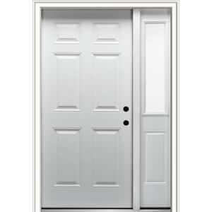 53 in. x 81.75 in. 6-Panel Left Hand Inswing Classic Primed Fiberglass Smooth Prehung Front Door with One Sidelite
