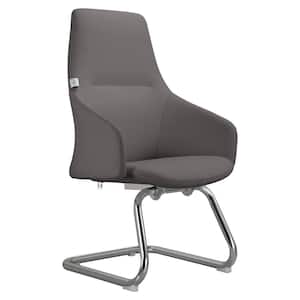 Celeste Modern Leather Conference Office Chair with Upholstered Seat and Armrest (Grey)