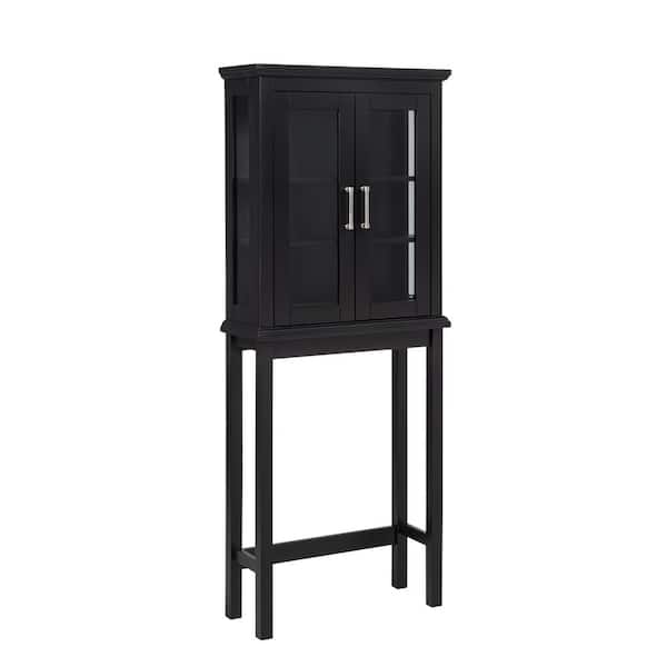 Tempe Space Saver 26 in. W x 67.13 in. H x 10.25 in. D Black Over The Toilet Storage with Shelves