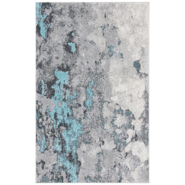 SAFAVIEH Adirondack Turquoise/Gray 4 ft. x 6 ft. Distressed Abstract Area Rug