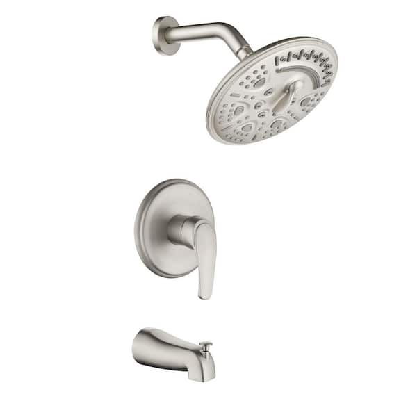 Nestfair Single-Handle 6-Spray Tub and Shower Faucet in Brushed Nickel ...