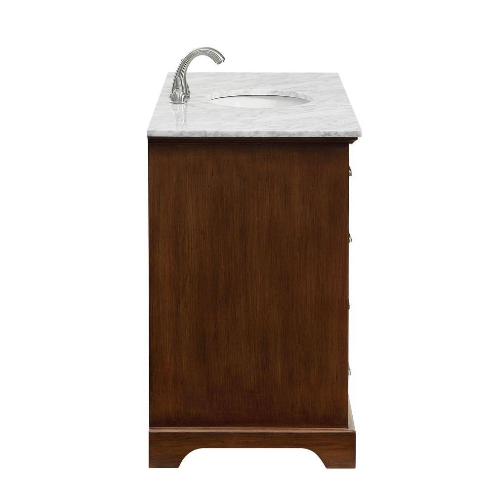 Contemporary Teakwood 48" Vanity with Carrara White Marble Top