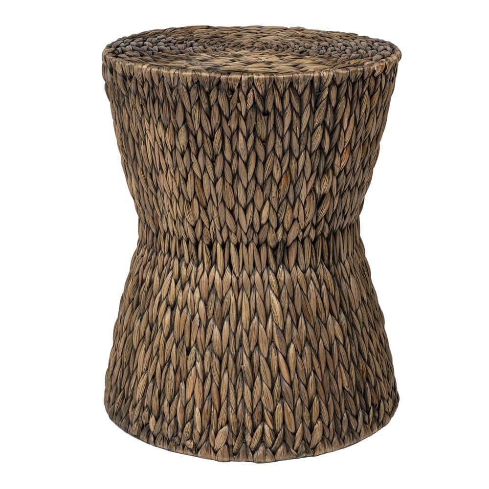 Natura 15.75 in. Coastal Bohemian Handwoven Water Hyacinth Round Hourglass End Table, Brown price history on PriceWatchPro