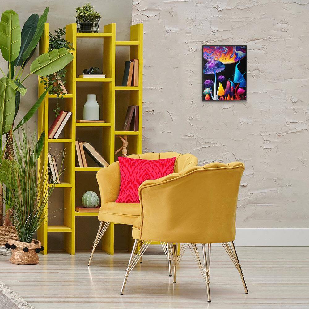 Whimsical Mushrooms in Space by Kim Allen Black Framed Nature Giclee Art Print 14 in. x 11 in. price history on PriceWatchPro