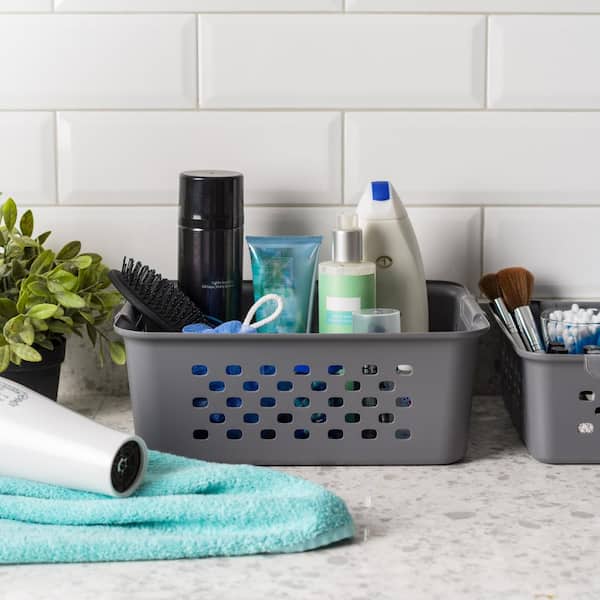 IRIS 13.8 qt. Medium Organizer Storage Basket, Gray 500226 - The