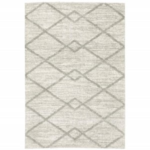 Ivory and Grey 2 ft. x 3 ft. Geometric Area Rug