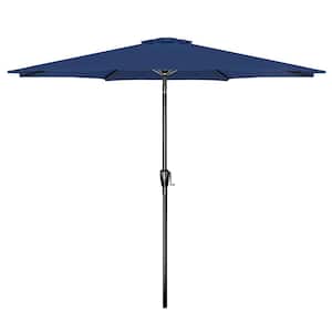 10 ft. Patio Outdoor Table Market Yard Umbrella with Push Button Tilt/Crank, 8-Sturdy Ribs in Blue