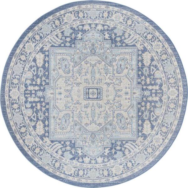 Unique Loom Whitney Milano French Blue 7 ft. 1 in. x 7 ft. 1 in. Area Rug