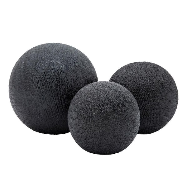 Liv & Skye Black Stoneware Beaded Orbs (Set of 3)