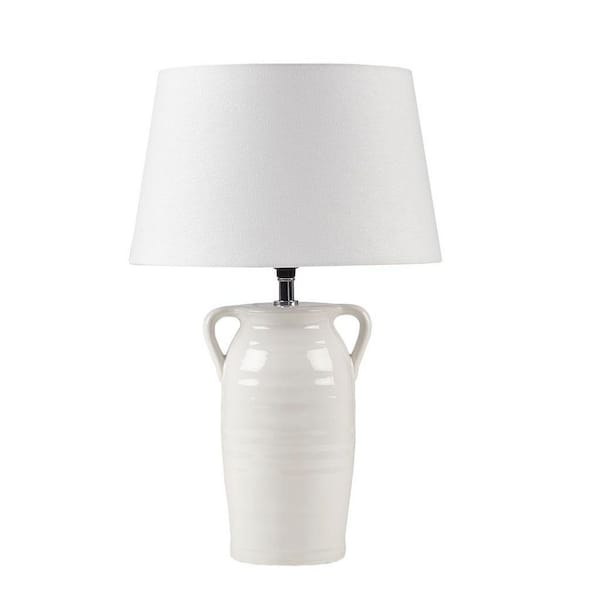 Jushua 19.29 in. Ceramic Table Lamp with Handles, White