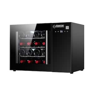 25 in. 16-Bottles Countertop Single Temperature Zone Wall Mount/Freestanding Wine Cooler Touch Control 110V in Black