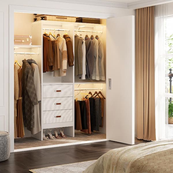 Aheaplus 39 in. W - 59 in. W White Tower Wall Mount 5-Shelf Wood