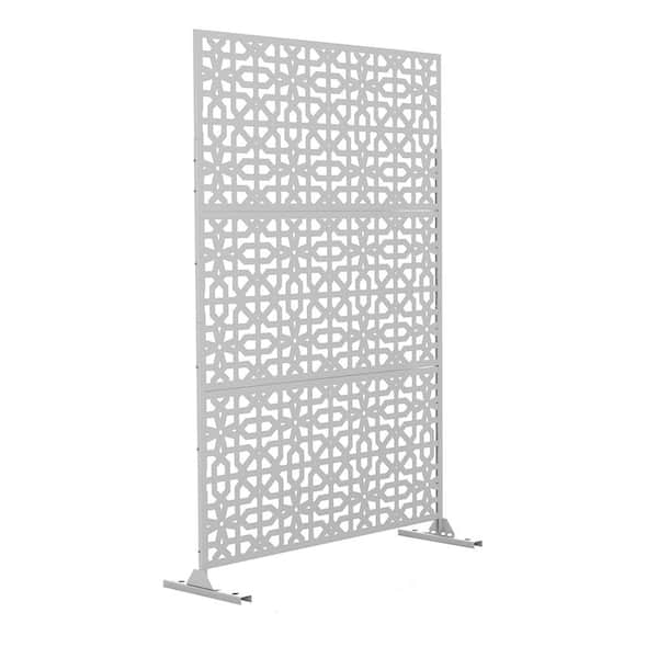 Tunearary 76 in. H Patio Galvanized Steel Privacy Screen Garden Fence for Living Room, Backyard, Balcony White