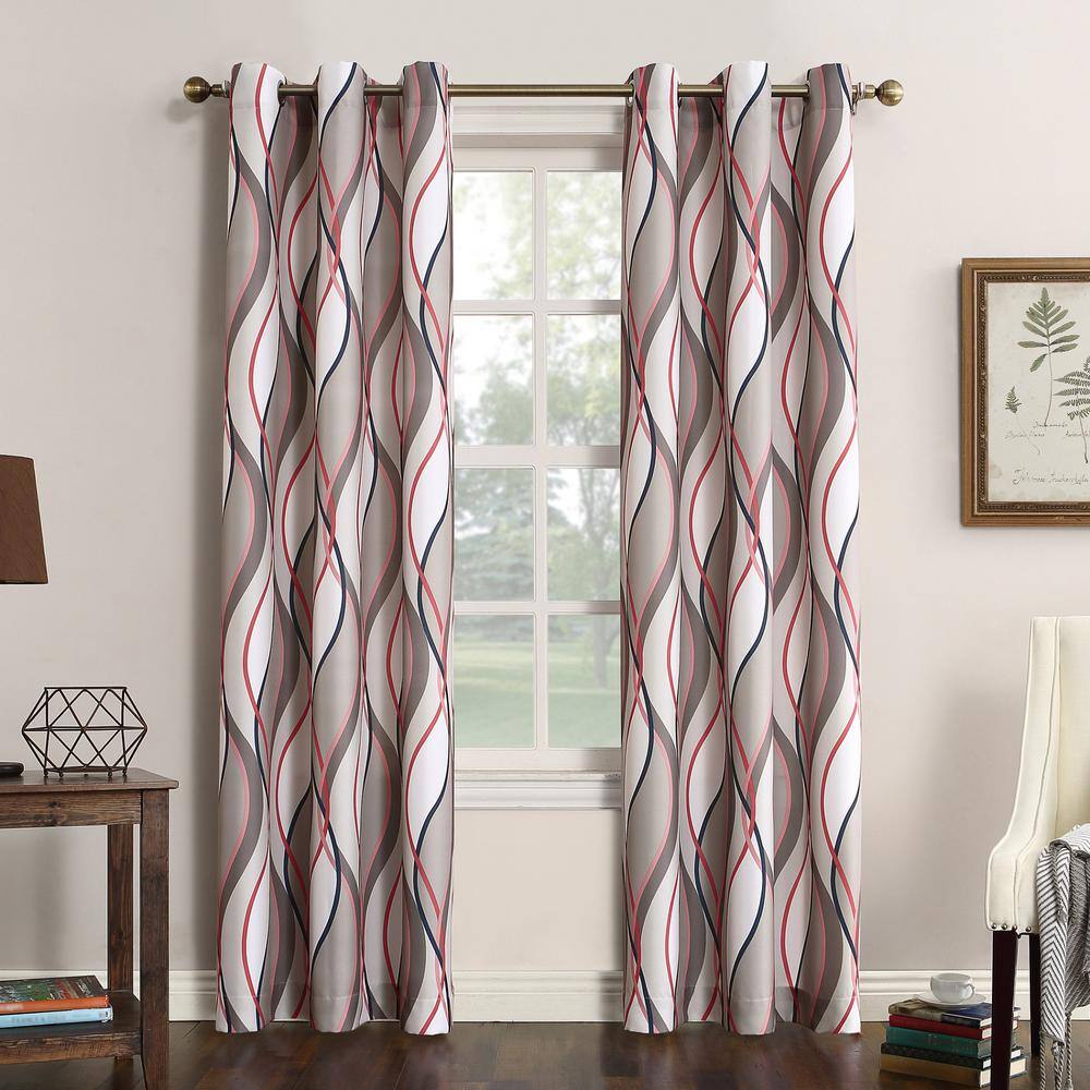 Intersect Ogee Print Nickel Gray Polyester 48 in. W x 95 in. L Grommet Light Filtering Curtain (Single Panel) price history on PriceWatchPro