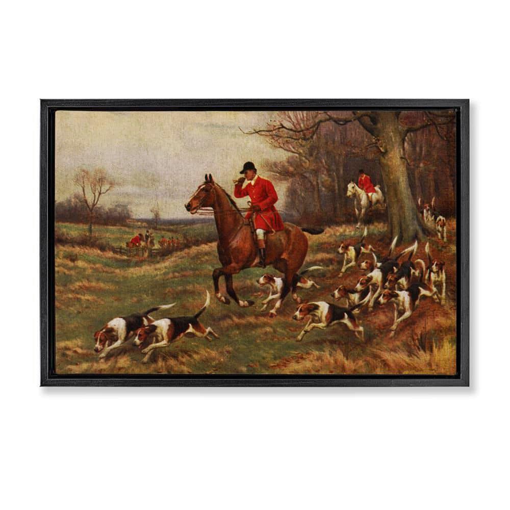 Vintage Hunting Party Dogs by Tina Higgins Designs, Inc. Black Floater Frame People Graphic Art Print 21 in. x 31 in. price history on PriceWatchPro