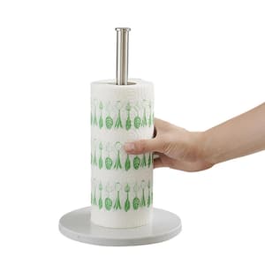 Kitchen Paper Towel Holder Countertop Standing with Marble Base for Kitchen, Bathroom, Bedroom in Brushed Nickel