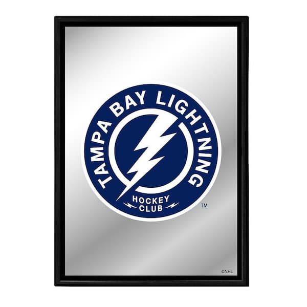 The Fan-Brand 19 in. x 28 in. Tampa Bay Lightning Logo Framed Mirrored Decorative Sign, Gloss