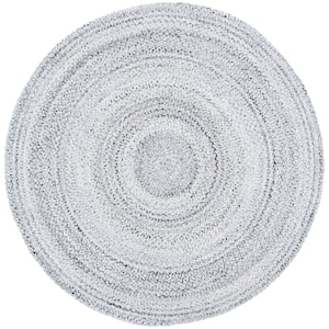 Braided Silver 5 ft. x 5 ft. Gradient Solid Color Round Area Rug
