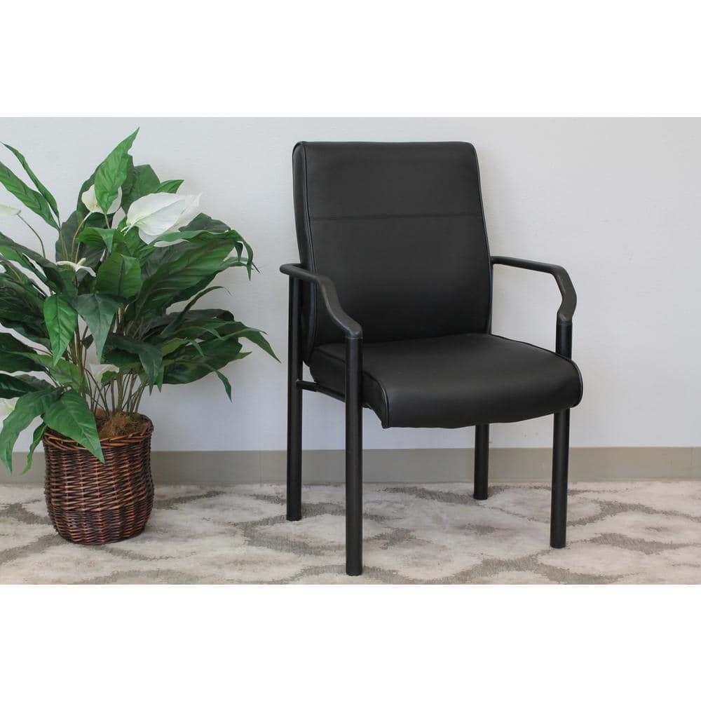 Black LeatherPlus Steel Frame Office Accent Chair