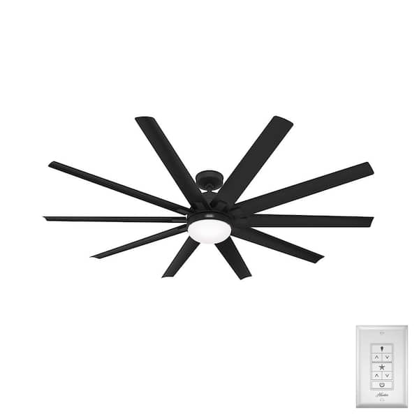 Overton 72 inch ENERGY STAR® Matte Black Indoor/Covered Outdoor Ceiling Fan with Light Kit and Wall Control