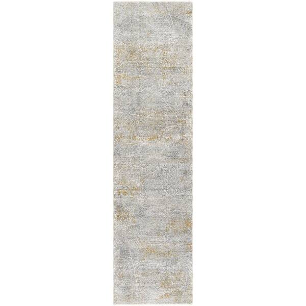Dresden Medium Gray Modern Botanical 2 ft. 7 in. x 10 ft. Area Rug