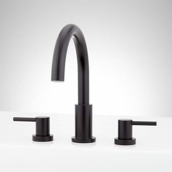 SIGNATURE HARDWARE Lexia 2-Handle Deck Mount Roman Tub Faucet in Matte Black
