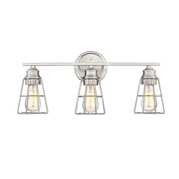 Millennium Lighting 22.875 in. 3Light Brushed Nickel Vanity Light 3383BN The Home Depot