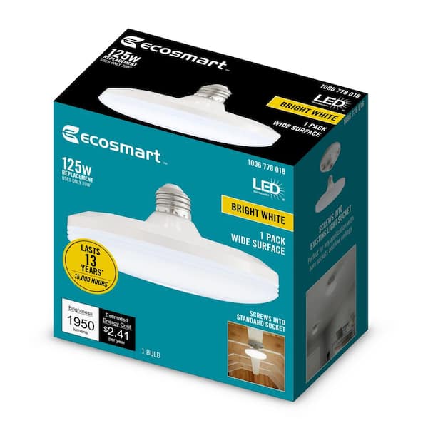 125-Watt Equivalent Wide Surface Non-Dimmable LED Light Bulb Bright White (1-Pack)