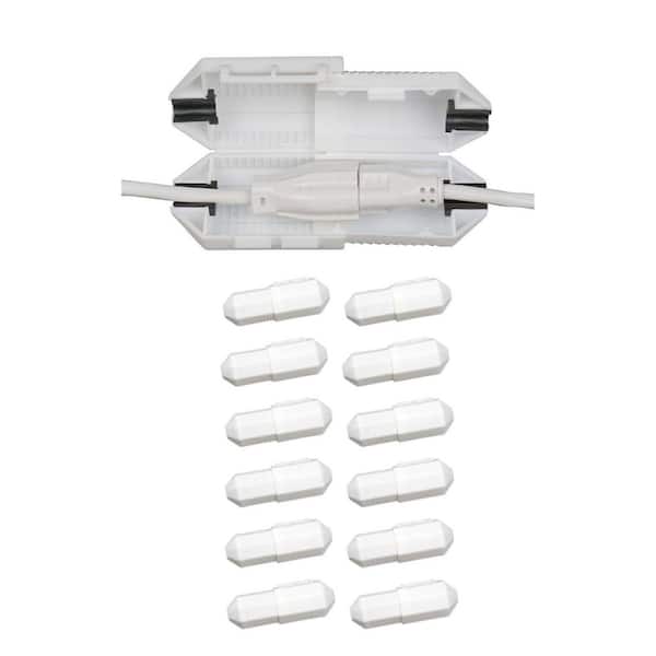 Extension Cord Safety Cover, Plug Protector for Lights, Power Tools, Weather Resistant, Indoor/Outdoor, White 12PK