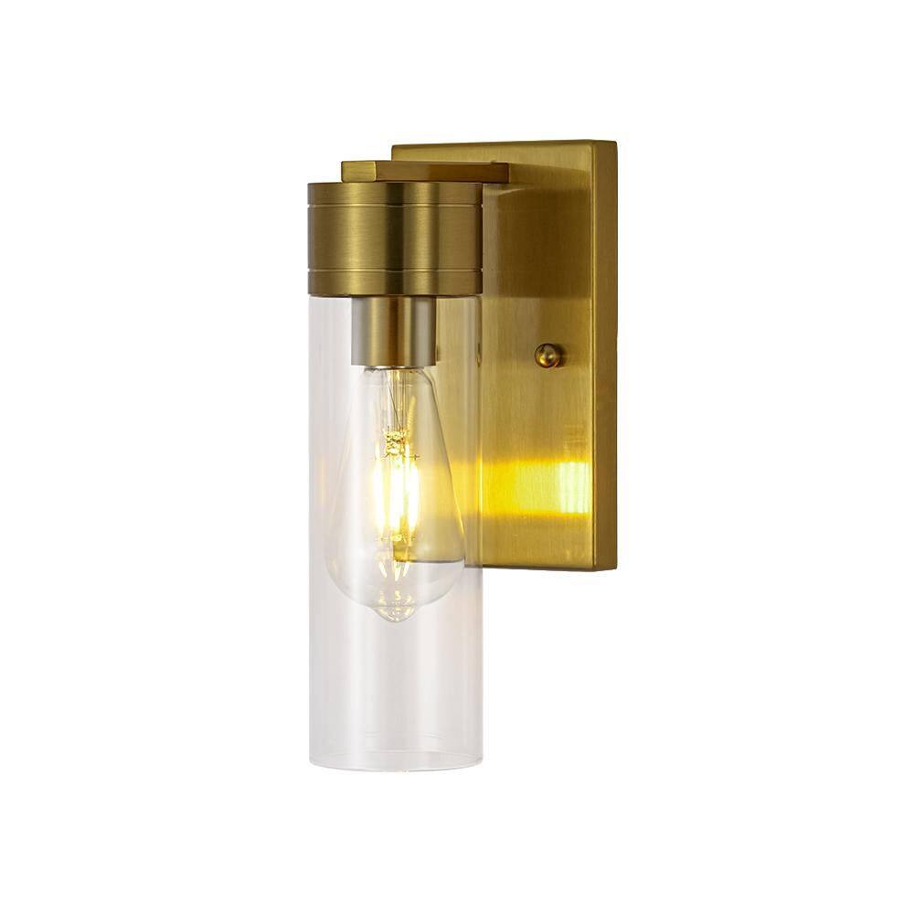 Niabe 1-Light 4.5 in. W Brass Cylinder Glass Wall Sconce Vanity Light for Bathroom and Hallway price history on PriceWatchPro