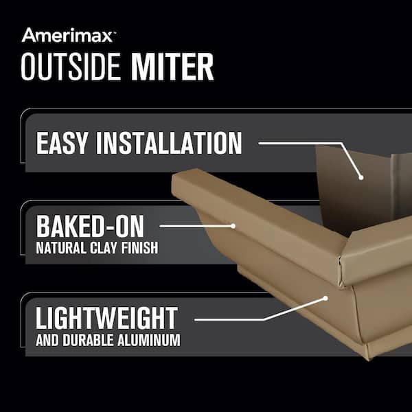 6 in. Natural Clay Aluminum K-Style Outside Gutter Miter