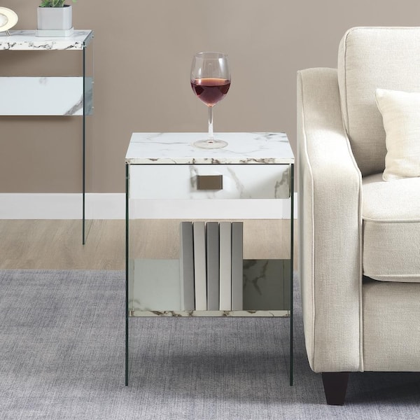 Elegant Marble Glass Top End Table Elegant Marble Glass Top End Table