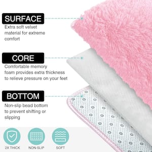 Super Soft Pink 5 ft. x 7 ft. Solid Polyester Modern Abstract Area Rug