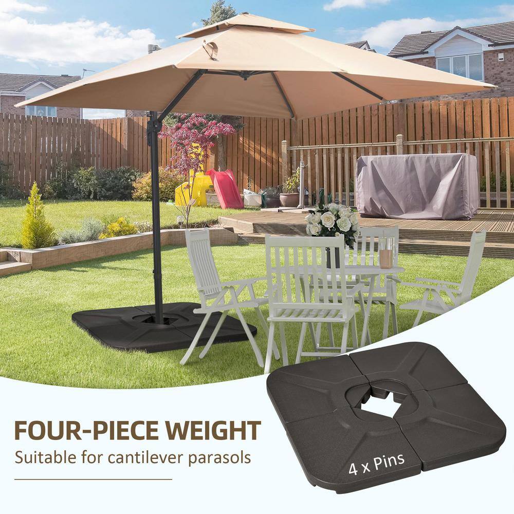 Brown HDPE 4-Piece Cantilever Patio Umbrella Base Weights