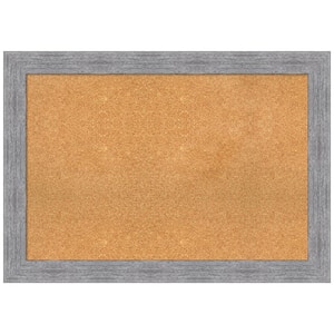 Bark Rustic Grey 41.12 in. x 29.12 in Framed Corkboard Memo Board