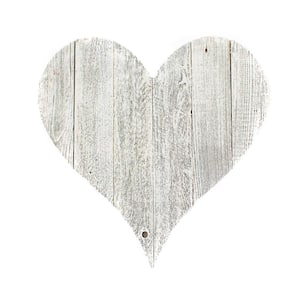 Rustic Farmhouse 18 in. x 18 in. White Wash Wood Heart