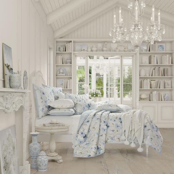 Unbranded Cecile Blue Cotton Full/Queen Quilt
