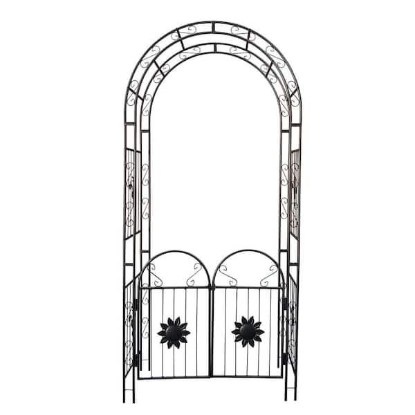 Avex 45.24 in. W x 98.4 in. H Metal Garden Arch Outdoor Climbing Plants Support Rose Arch with Gate