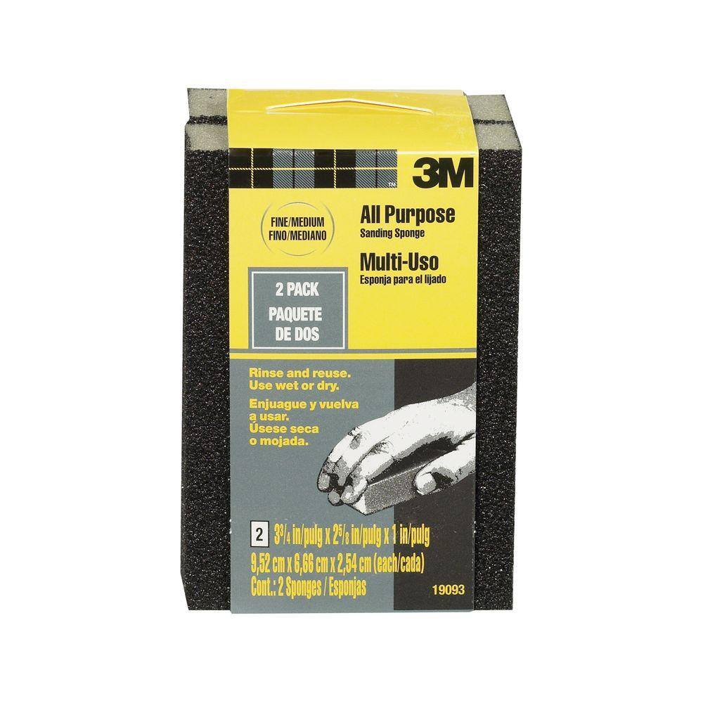 3m 80 Grit Fine To Medium All Purpose Drywall Sanding Sponge 2 Pack 19093 The Home Depot