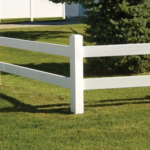 5 in. x 5 in. x 5 ft. White Vinyl 2-Rail Corner Fence Post