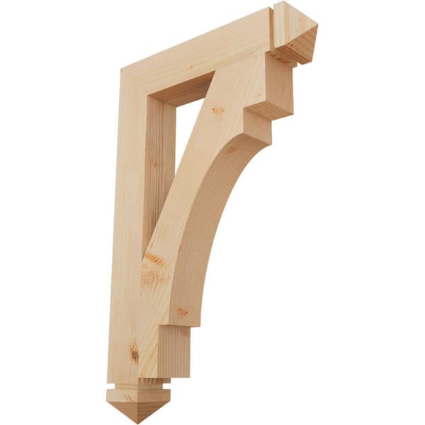 Ekena Millwork 3.5 in. x 34 in. x 22 in. Douglas Fir Merced Arts and Crafts Smooth Bracket