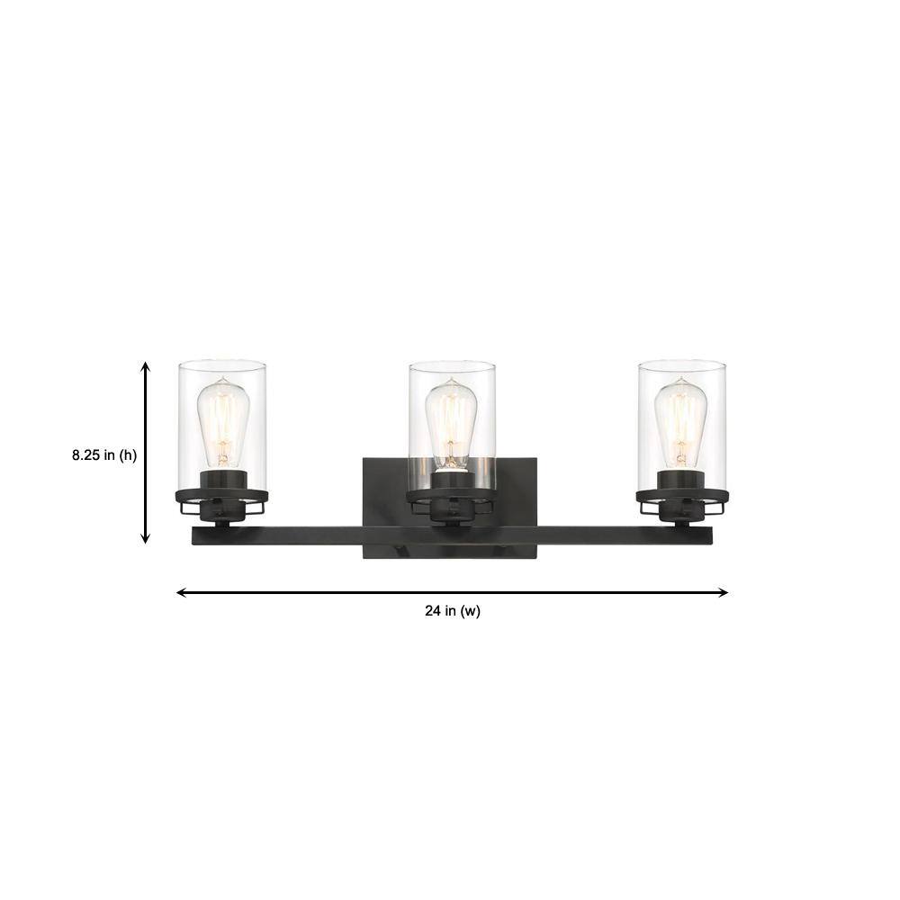 Jedrek 24" Black Aluminum 3-Light Bath Vanity