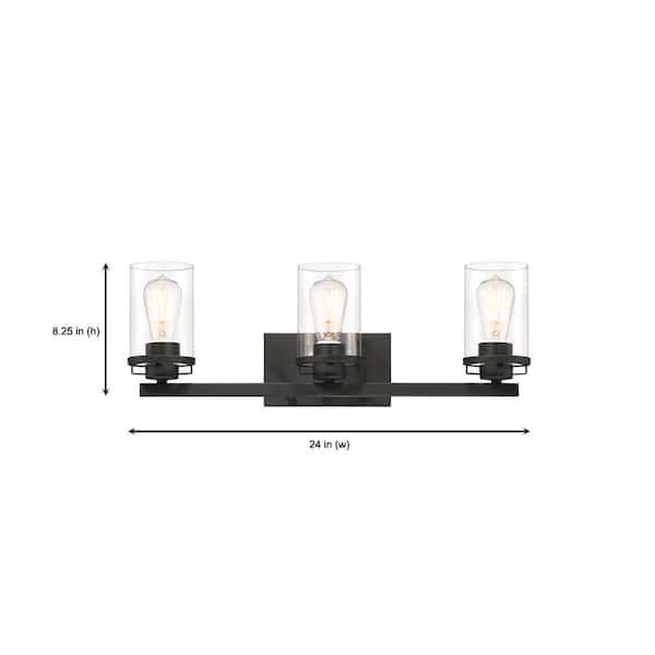 Jedrek 3-Light Black Bath Bar Vanity Light Jedrek 3-Light Black Bath Bar Vanity Light