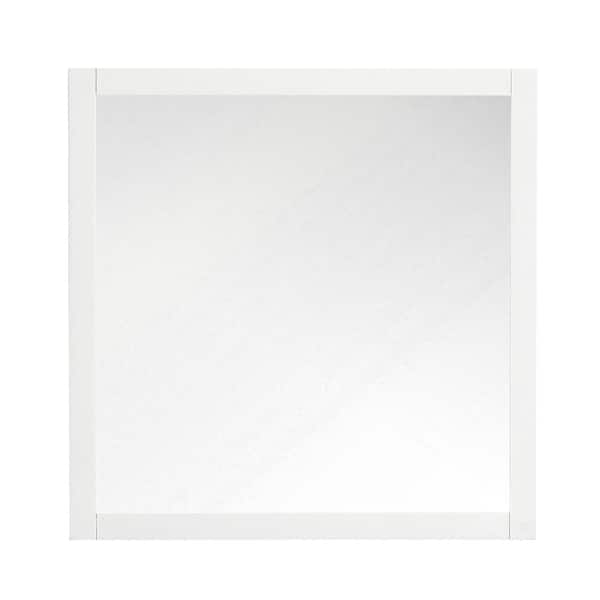 Home Decorators Collection Woodfall 34 in. W x 34 in. H Square Framed Wall Mount Bathroom Vanity Mirror in White