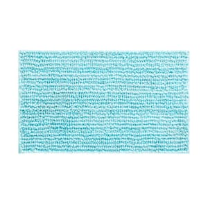 Non-Slip Butter Chenille 27 in. x 45 in. Blue Polyester Rectangle Bath Mat