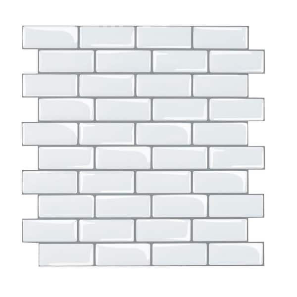 Ejoy 3D Peel and Stick Peelable Glossy Gel Vinyl Backsplash Tile, YJC0060Y, 10 in. x 10 in. (Set of 40)